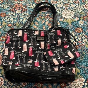 Lulu by Lulu Guinness Black and Pink Tote Bag